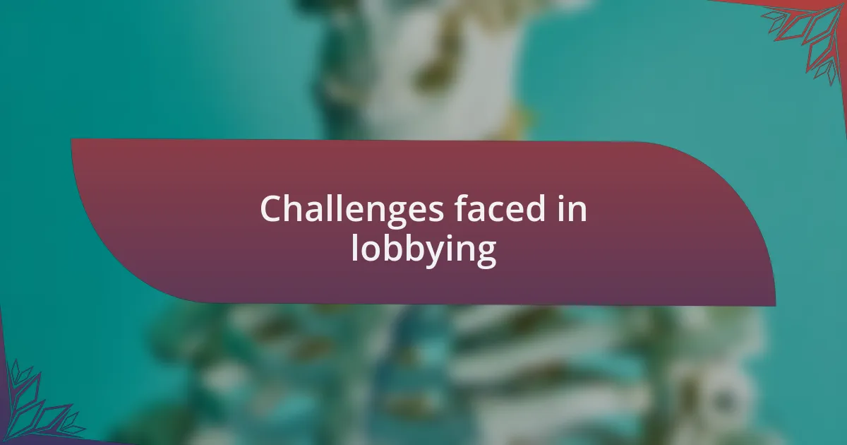 Challenges faced in lobbying