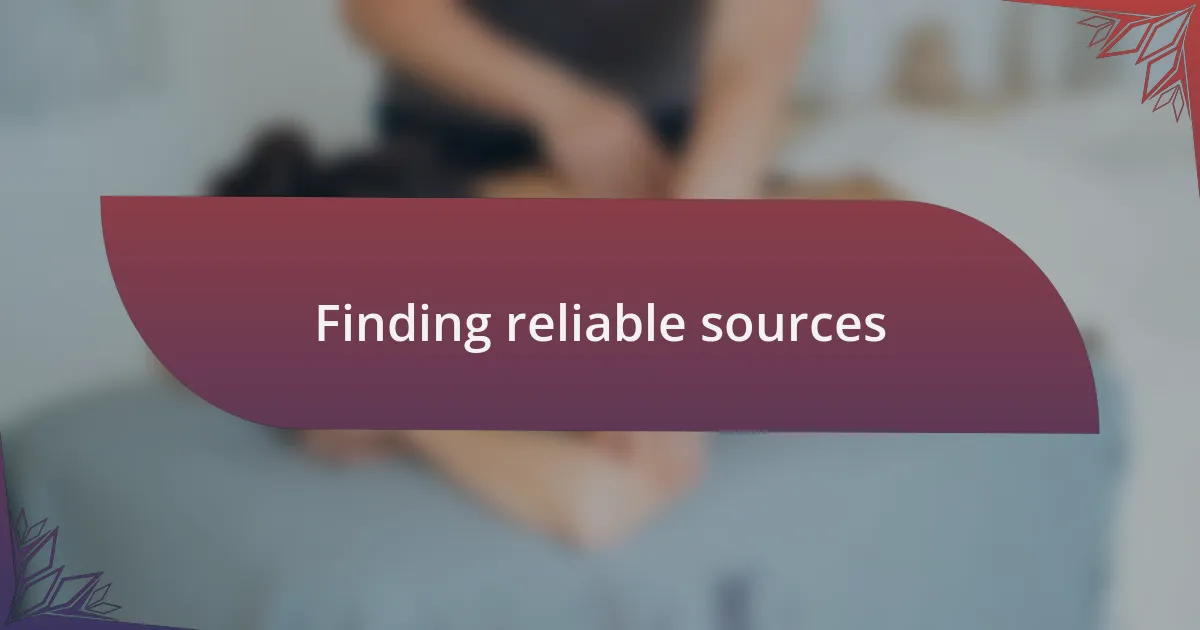Finding reliable sources
