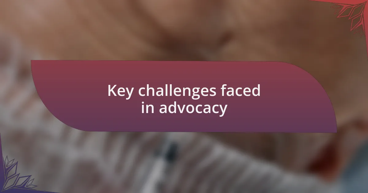 Key challenges faced in advocacy