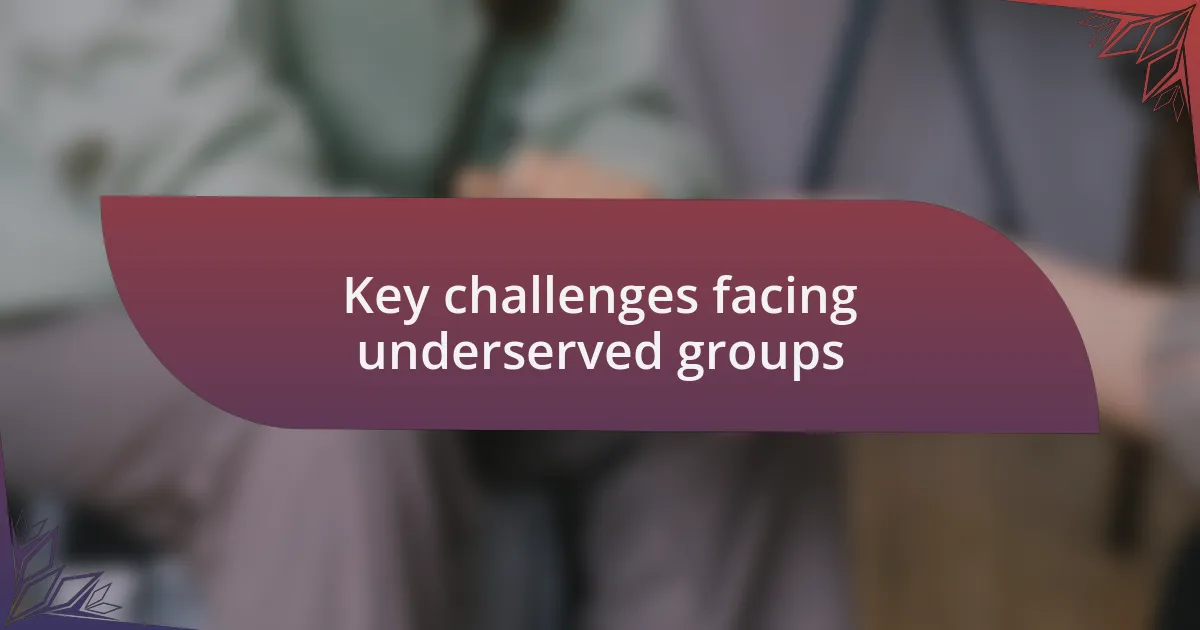 Key challenges facing underserved groups