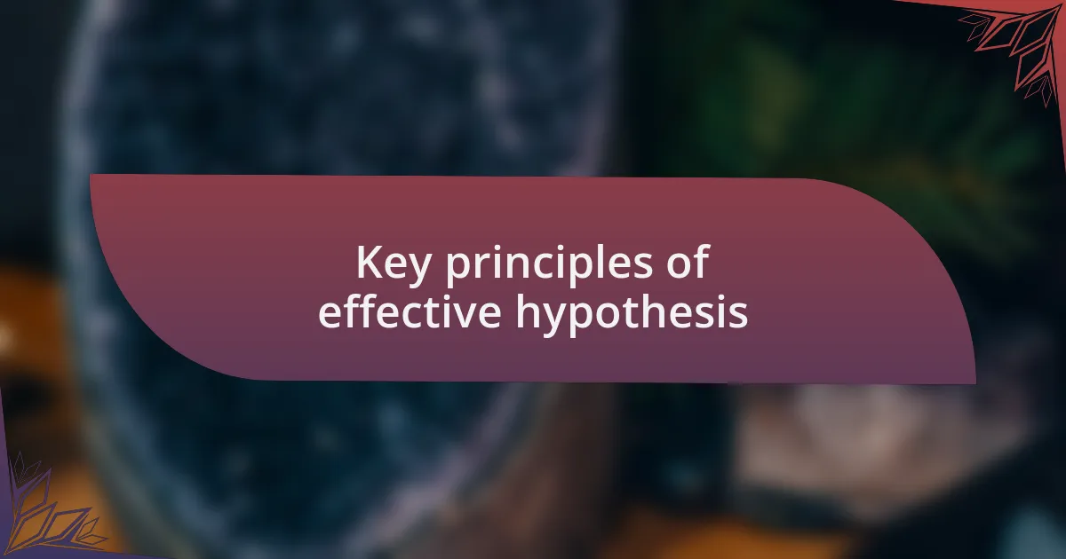 Key principles of effective hypothesis