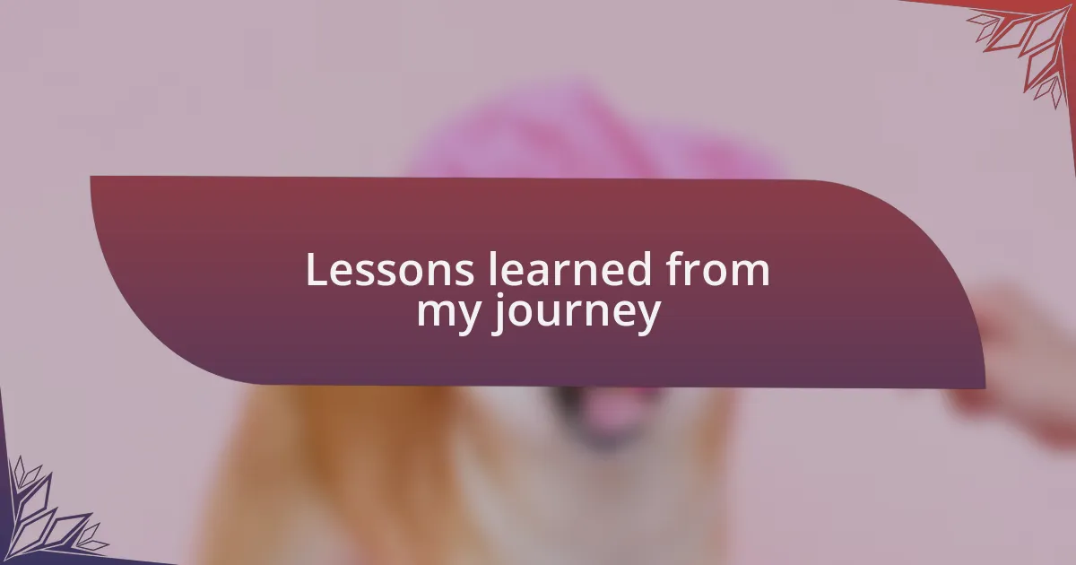 Lessons learned from my journey